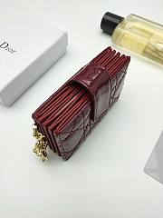 Lady Dior Jasmine Card Holder Patent Red 10.5*6*3cm - 3