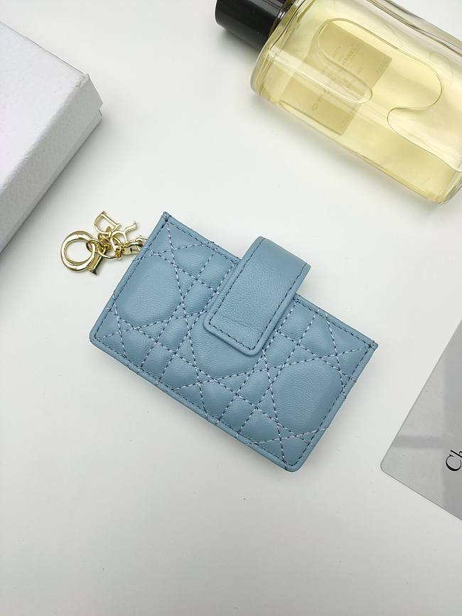 Lady Dior Jasmine Card Holder Blue 10.5*6*3cm - 1