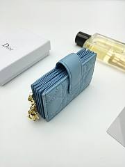 Lady Dior Jasmine Card Holder Blue 10.5*6*3cm - 5