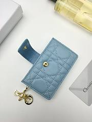 Lady Dior Jasmine Card Holder Blue 10.5*6*3cm - 3