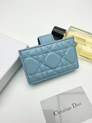 Lady Dior Jasmine Card Holder Blue 10.5*6*3cm - 4