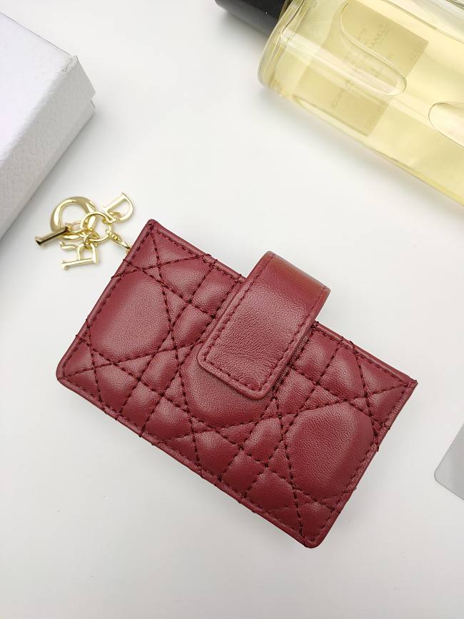 Lady Dior Jasmine Card Holder Red 10.5*6*3cm - 1