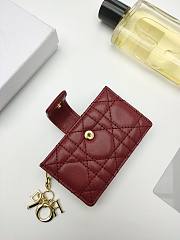 Lady Dior Jasmine Card Holder Red 10.5*6*3cm - 2