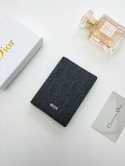 Dior Vertical Bifold Card Holder Black Oblique 8.2*11.2cm - 1