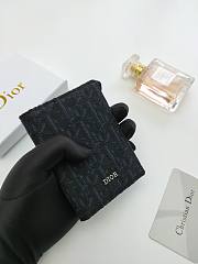 Dior Vertical Bifold Card Holder Black Oblique 8.2*11.2cm - 4