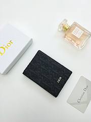 Dior Vertical Bifold Card Holder Black Oblique 8.2*11.2cm - 2