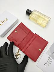 Lady Dior Bloom Card Holder Red 10.5*7.5*2.5cm - 3