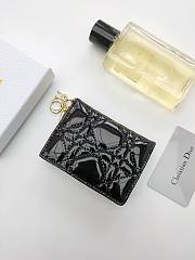 Lady Dior Bloom Card Holder Patent Black 10.5*7.5*2.5cm - 1