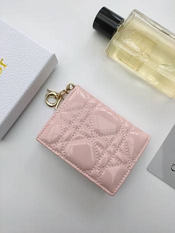 Lady Dior Bloom Card Holder Patent Pink 10.5*7.5*2.5cm