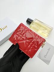 Lady Dior Bloom Card Holder Patent Red 10.5*7.5*2.5cm - 4