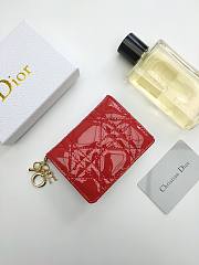 Lady Dior Bloom Card Holder Patent Red 10.5*7.5*2.5cm - 5