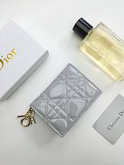 Lady Dior Bloom Card Holder Patent Grey 10.5*7.5*2.5cm - 5