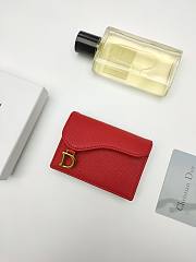 Dior Saddle Bloom Card Holder Red 11*7.5*2.5cm - 1