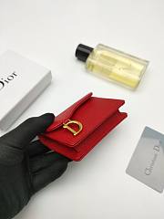 Dior Saddle Bloom Card Holder Red 11*7.5*2.5cm - 4