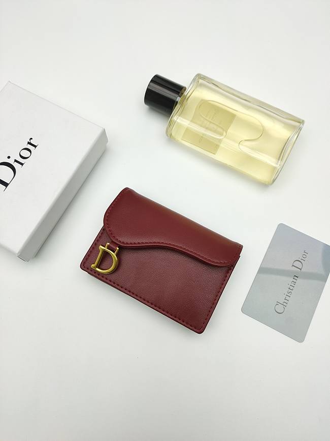 Dior Saddle Bloom Card Holder Burgundy 11*7.5*2.5cm - 1