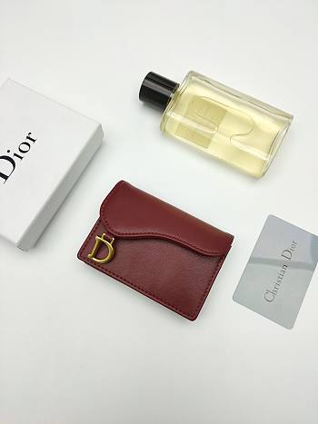 Dior Saddle Bloom Card Holder Burgundy 11*7.5*2.5cm