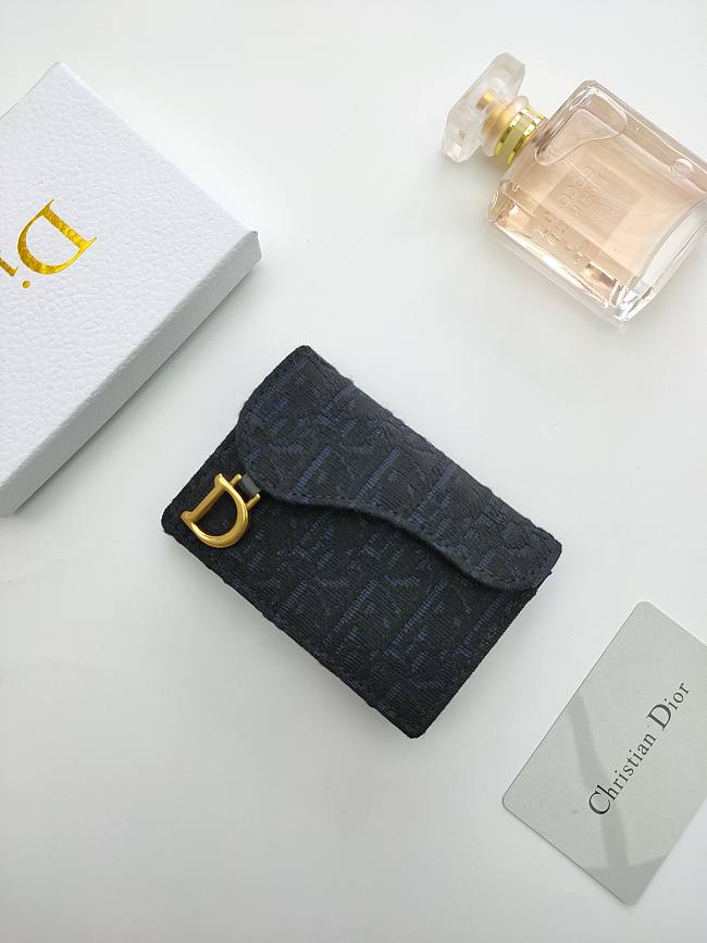 Dior Saddle Bloom Card Holder Black Oblique 11*7.5*2.5cm - 1