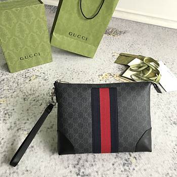 Gucci Black GG Supreme Web Clutch 30.5*24*4.5cm