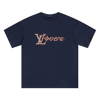 LV Vers Embellished Short-Sleeved T-Shirt Blue 