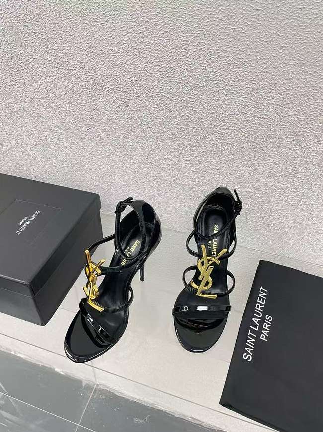 YSL logo T-strap short heel shoes heels height: 6cm  - 1
