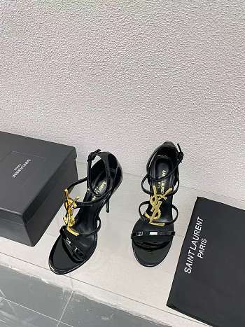 YSL logo T-strap short heel shoes heels height: 6cm 
