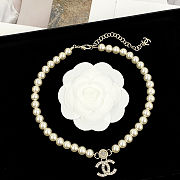 CHAN 24 Hollow Heart Rhinestone Double C necklace - 6
