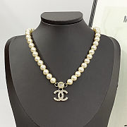CHAN 24 Hollow Heart Rhinestone Double C necklace - 4