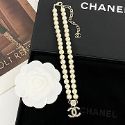 CHAN 24 Hollow Heart Rhinestone Double C necklace - 2