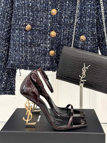 Saint Lauren*YSL classic spring and summer letter heel high-heeled sandals - 10.5cm