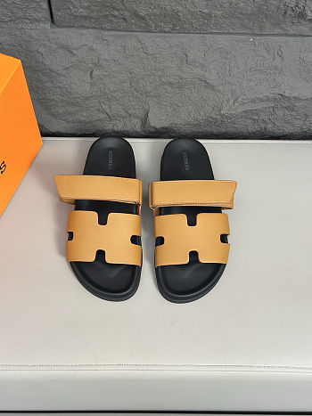 Hermes cowhide slippers for men and women