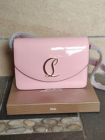 Louboutin leather pink bag 20*14*6.5 cm