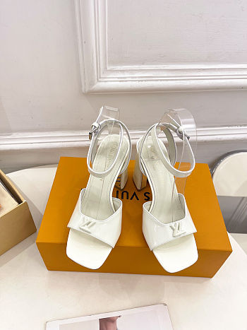 LV high heel sandals 6cm square heel white