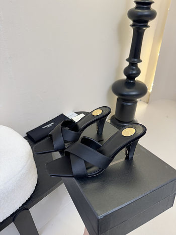 Saint Laurent* 25ss new cross-strap YSL Logo high heels black 