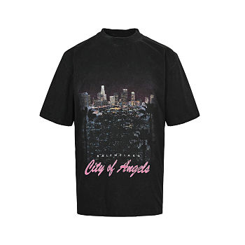 Balenciaga Parisian Los Angeles night scene short-sleeved balck