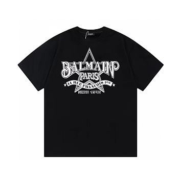 Balmain 2025 new printed short-sleeved T-shirt black