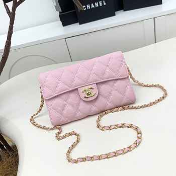 Chanel shoulder crossbody mini bag pink 19x12.5x4.5 cm