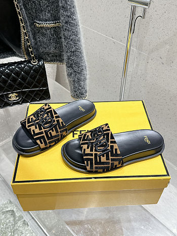 Fendi 2025ss new feel series FF monogram double-strap flat slippers