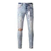 Men PURPLE JEANS with denim holes - 1
