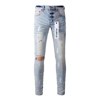 Men PURPLE JEANS with denim holes