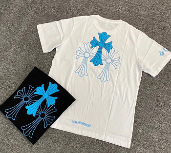 Chrome heart blue logo white shirt