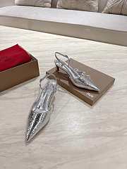 Louboutin silver  pointed toe strap high-heeled shoes - 5