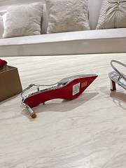 Louboutin silver  pointed toe strap high-heeled shoes - 4