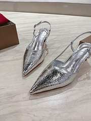 Louboutin silver  pointed toe strap high-heeled shoes - 2