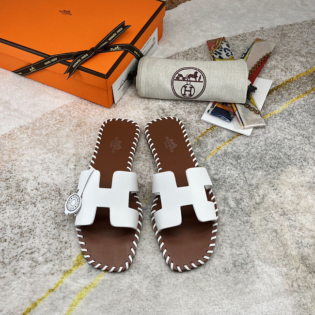 Hermes orange sandals white - 1