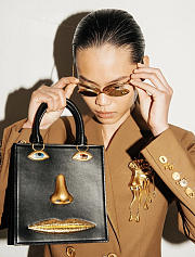 Schiaparelli leather black bag size 20*19*9cm  - buy 1 get 1 free labubu  - 5