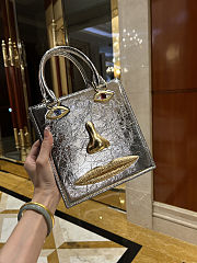 Schiaparelli leather silver bag size 20*19*9cm - buy 1 get 1 free Labubu - 6