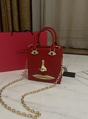Schiaparelli leather red bag size 20*19*9cm - buy 1 get 1 free labubu - 2