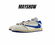 Air Jordan 1 Retro Low OG SP Fragment x Travis Scott Sail Military Blue DM7866-104 - 1