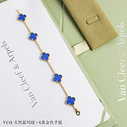 Vca Van Cleef & Arpels natural blue agate five-flower bracelet full box - 4