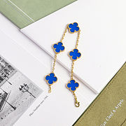 Vca Van Cleef & Arpels natural blue agate five-flower bracelet full box - 3